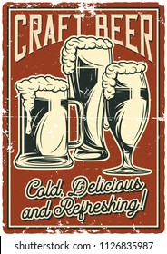 T-shirt or poster design with hand dranw beer mugs