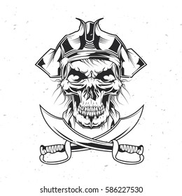 T-shirt or poster design with illustrated dead pirate in hat.