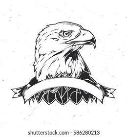 T-shirt or poster design with illustrated eagle head.