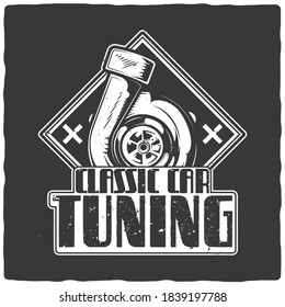 Diseño de camisetas o afiches con ilustración de turbina de motor