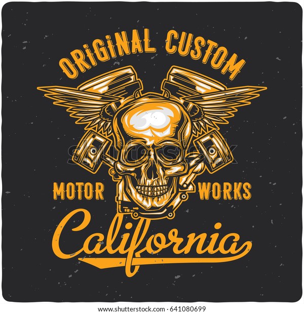 Tshirt Poster Design Illustration Motorcycle Engine Stock Vector ...