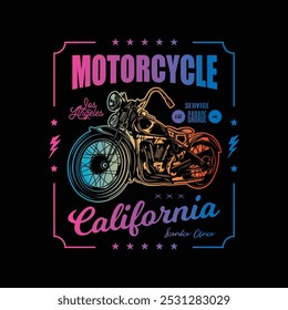 T-shirt or poster design with an illustration of an old motorcycle. Original vector illustration in vintage style. Hand drawn, not AI