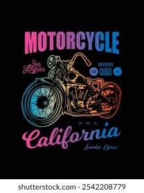 T-shirt or poster design with an illustration of an old motorcycle. Original vector illustration in vintage style. Hand drawn, not AI
