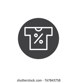T-shirt price sticker icon vector, filled flat sign, solid pictogram isolated on white. Symbol, logo illustration.
