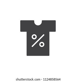 t-shirt price sticker vector icon. filled flat sign for mobile concept and web design. Discount shirt simple solid icon. Symbol, logo illustration. Pixel perfect vector graphics