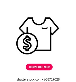 T-shirt price vector icon, The outlined symbol of shirt with price tag. Simple, modern flat vector illustration for mobile app, website or desktop app  