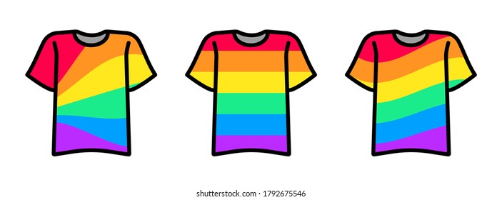 T-shirt Pride Icons Set. Shirt LGBT Flag. Vector illustration.