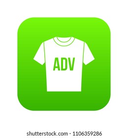 T-shirt with print ADV icon digital green for any design isolated on white vector illustration