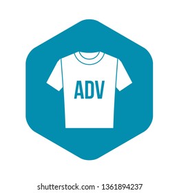 T-shirt with print ADV icon in simple style isolated on white background. Clothing symbol