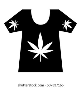 T-shirt with print of cannabis icon. Simple illustration of t-shirt with print of cannabis vector icon for web