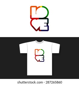 T-shirt Print with Colorful LOVE Label