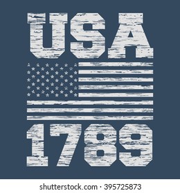 t-shirt print concept usa flag vector design