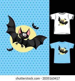 t-shirt print cute black bat print