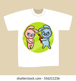 T-shirt Print Design Bunny Vector Illustration