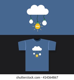 T-shirt Print Design Concept - Cloud and Bulbs