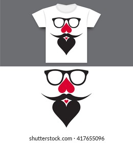 T-shirt Print Design Concept With Funny Facial Hair Style