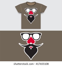 T-shirt Print Design Concept With Funny Facial Hair Style