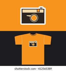 T-shirt Print Design Concept With Vintage Camera Pattern