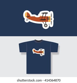 T-shirt Print Design Concept With Vintage Airplane Pattern