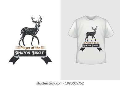 T-shirt print design with deer. Vector illustration.
