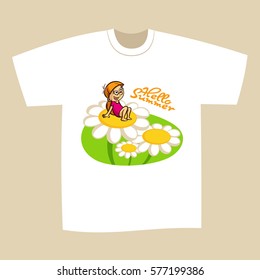 T-shirt Print Design Hello Summer Vector Illustration