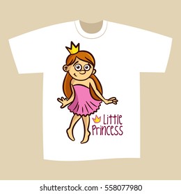T-shirt Print Design Little Princess Vector Illustration