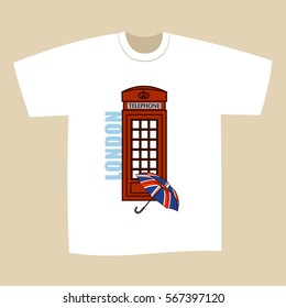T-shirt Print Design London British Umbrella