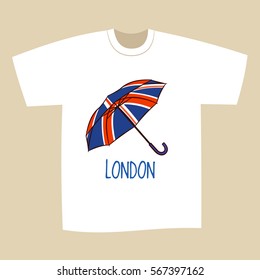 T-shirt Print Design London British Umbrella
