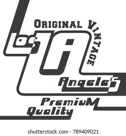 T-shirt print design. Los Angeles vintage stamp. Printing and badge, applique, label, t shirts, jeans, casual and urban wear. Vector illustration.