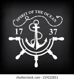 T-shirt print design. Nautical marine, badge design.