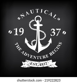 T-shirt print design. Nautical marine, badge design.