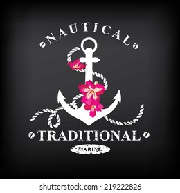 T-shirt print design. Nautical marine, badge design.