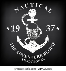 T-shirt print design. Nautical marine, badge design.