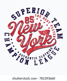 T-shirt print design. New York city vintage stamp. Vector illustration.