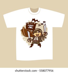 T-shirt Print Design Pirate Vector Illustration