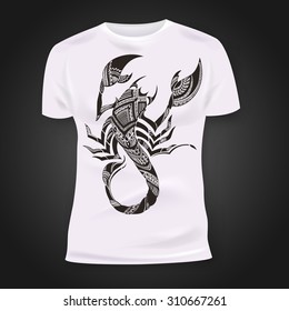T-shirt print design with scorpio. Vector illustration.
