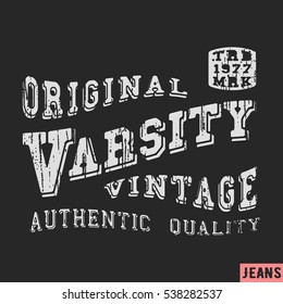 T-shirt print design. Star vintage stamp. Printing and badge applique label t-shirts, jeans, casual wear. Vector illustration