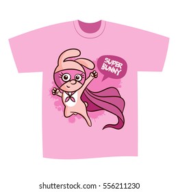T-shirt Print Design Superhero Bunny Vector Illustration