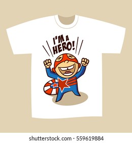 T-shirt Print Design Superhero Vector Illustration