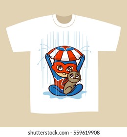 T-shirt Print Design Superhero Vector Illustration