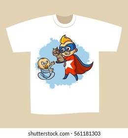 T-shirt Print Design Superhero Vector Illustration