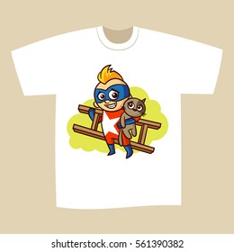 T-shirt Print Design Superhero Vector Illustration