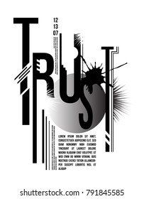 T-shirt print design trust typography on white background
