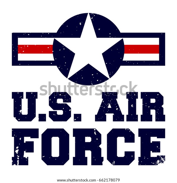 T-shirt print design. U.S. Air Force\
vintage t shirt stamp. Printing and badge applique label t-shirts,\
jeans, casual wear. Vector\
illustration.
