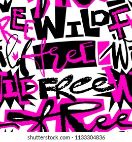 T-shirt print, dry brush ink artistic modern calligraphy slogan. Handdrawn trendy design with authentic and unique scrapes and scratches for a logo, cards, invitations, posters, banners 