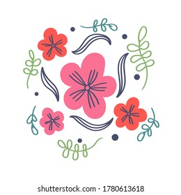 T-shirt print flowers and leaves