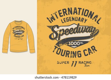 T-shirt print. Graphic design. Artwork. Speedway.
