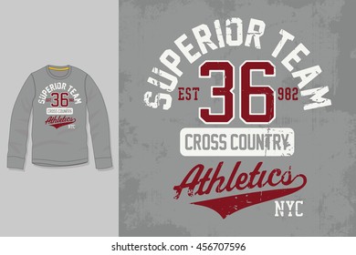 T-shirt print. Graphic design.Superior Team.
