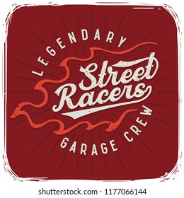 T-shirt print with lettering text composition "Street Racers"