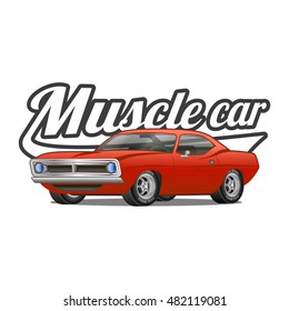 t-shirt print Muscle car vector poster illustration